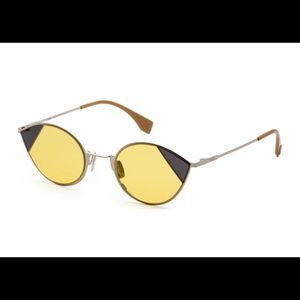 Fendi Women`s FF0342S FF/0342/S B1Z/HO Silver/Gold Cat Eye Sunglasses 51mm Case